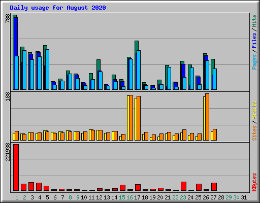 Daily usage for August 2020