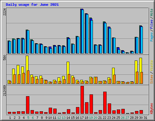 Daily usage for June 2021