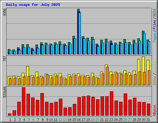 Daily usage for July 2025