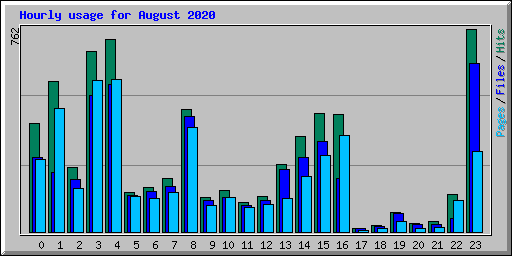 Hourly usage for August 2020